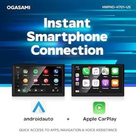 Ogasami 008678226104 Wireless Apple Carplay Android Auto Portable Car Stereo 7 Inch - Black