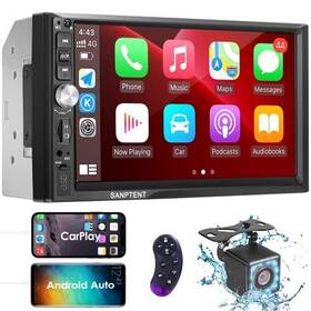 Sanptent 755334897795 Double Din Car Stereo Radio Compatible With Apple Carplay And Android Auto 7