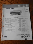 Sony XR-40 / 31 Am Fm Cassette Car Stereo Service Manual. Fixed Price $20.00.