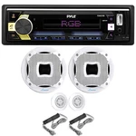 Pyle PLML51DB 1-DIN Receiver, 2X 6.5" 450W 2-WAY White Marine Component Speakers. Fixed Price $119.99.