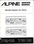 Alpine 7212, 7213, Am/fm Cassette Car Stereo, Service Manual. Fixed Price $20.00.