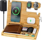 Wood Charging Dock Station Charger Holder For Iphone Android Apple Watch. Fixed Price $48.29.