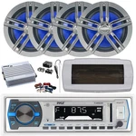 Pyle Bluetooth Marine Radio, Cover, Antenna, Amp W/kit, 4X 6.5" Charcoal Speaker. Fixed Price $226.99.