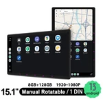 8+128GB Universal Single Din 15.1 Manual Rotatable Touch Screen Radio Fm. Fixed Price $557.10.